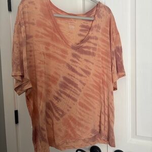 American Eagle Orange Tie-dye Short Sleeve T-shirt